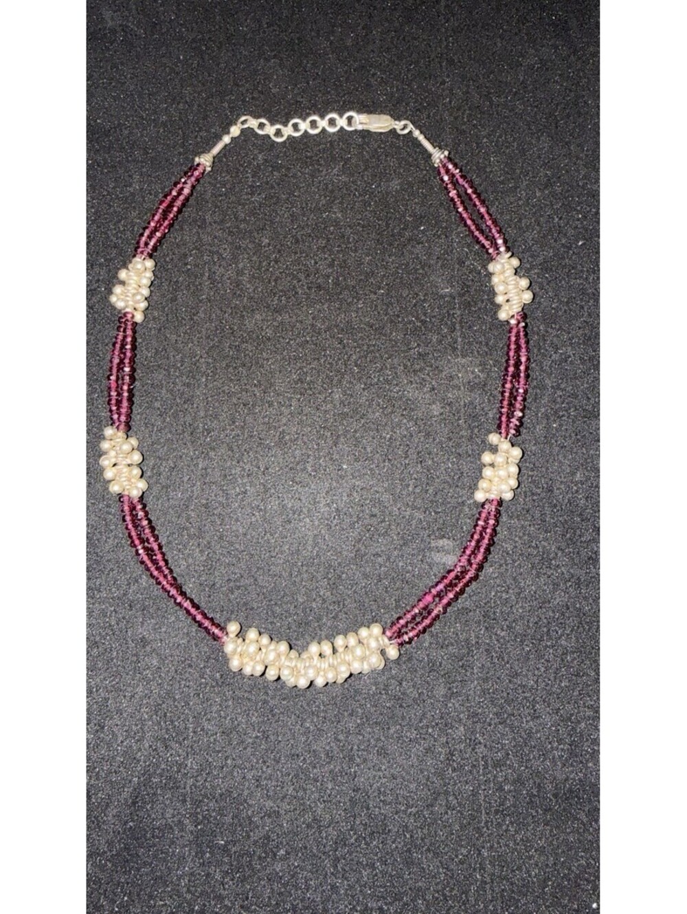 Faceted Garnet And Sterling Necklace